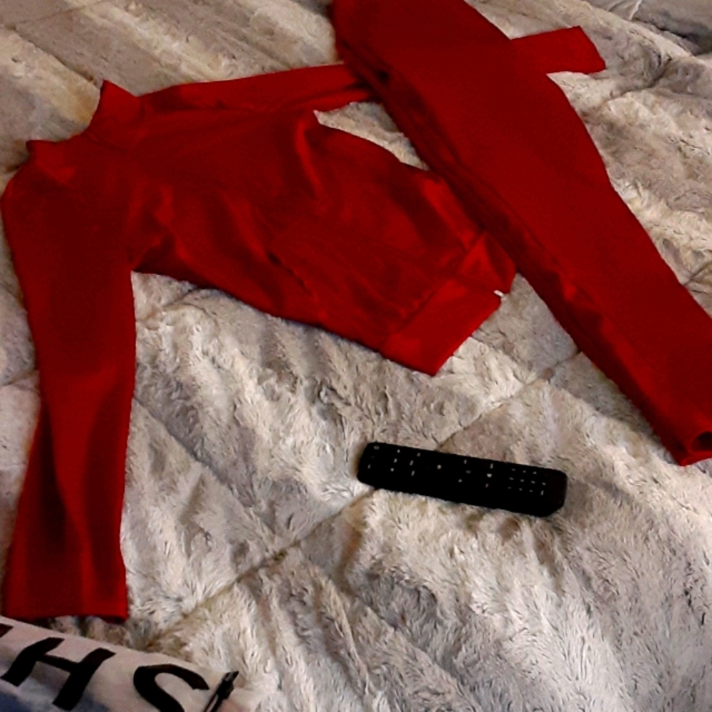 2 piece burgundy sweatsuit